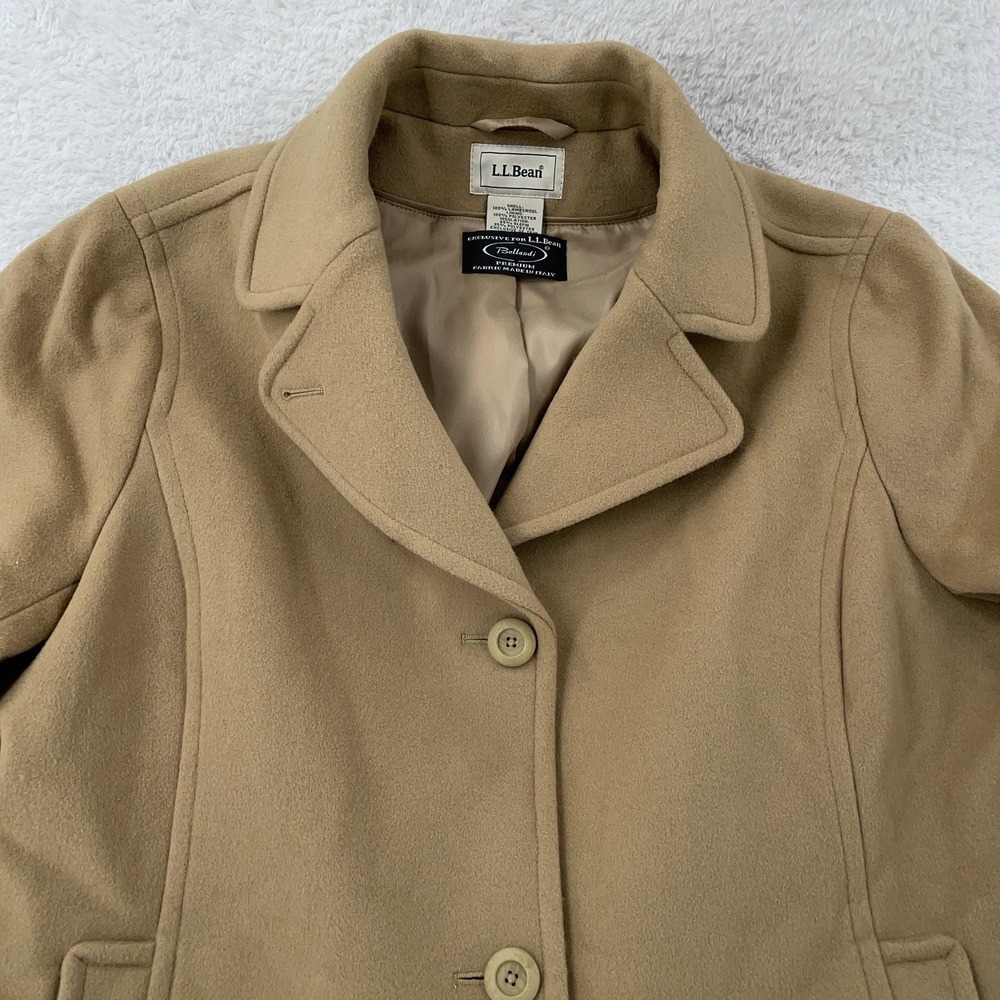L.L. Bean Coat Women's 16 Regular Camel Lambswool‎ Lined Bellandi Italian Fabric